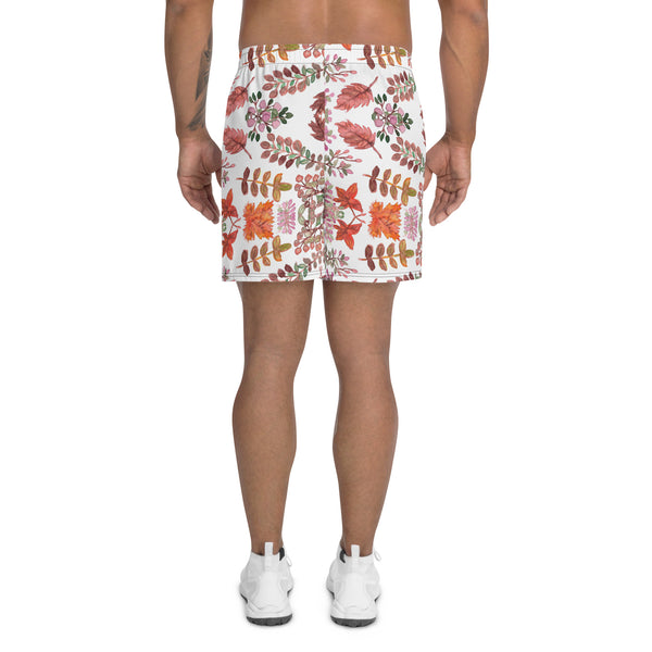 Fall Leaves Print Men's Shorts, Best Men's Recycled Athletic Shorts