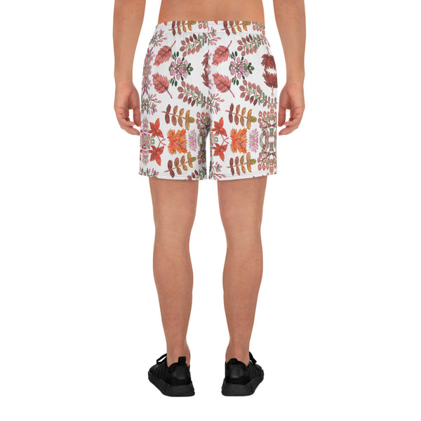 Fall Leaves Print Men's Shorts, Best Men's Recycled Athletic Shorts