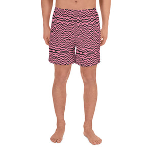 Pink Wavy Men's Short, Best Designer Men's Recycled Athletic Shorts