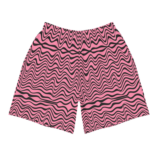 Pink Wavy Men's Short, Best Designer Men's Recycled Athletic Shorts