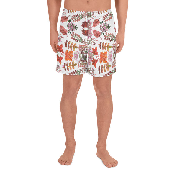 Fall Leaves Print Men's Shorts, Best Men's Recycled Athletic Shorts