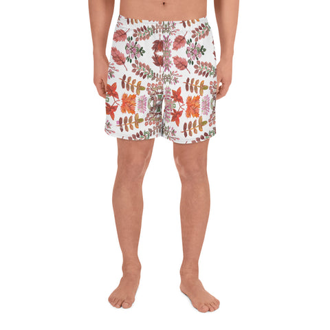 Fall Leaves Print Men's Shorts, Best Men's Recycled Athletic Shorts