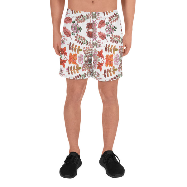 Fall Leaves Print Men's Shorts, Best Men's Recycled Athletic Shorts