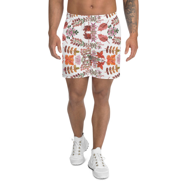 Fall Leaves Print Men's Shorts, Best Men's Recycled Athletic Shorts