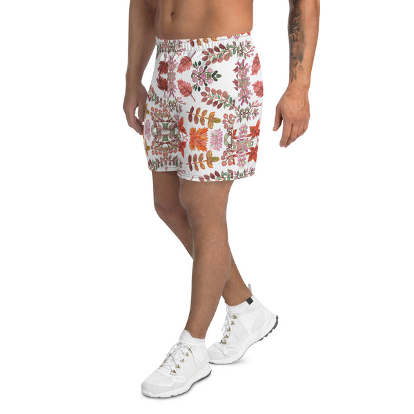 Fall Leaves Print Men's Shorts, Best Men's Recycled Athletic Shorts