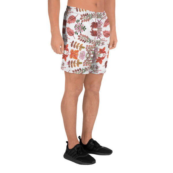 Fall Leaves Print Men's Shorts, Best Men's Recycled Athletic Shorts