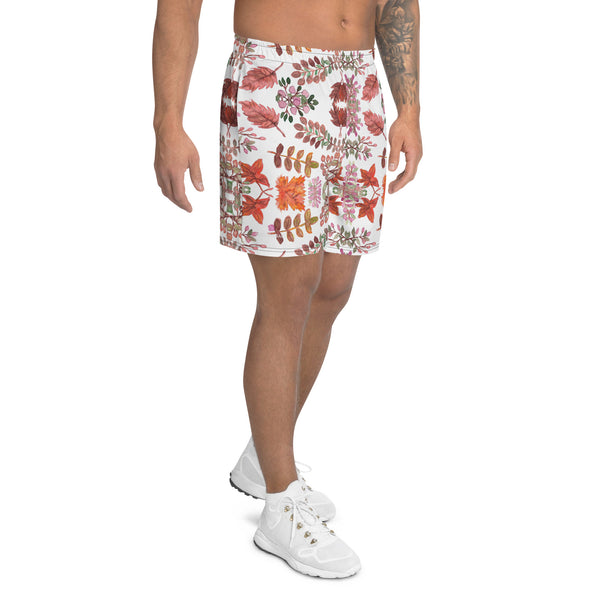 Fall Leaves Print Men's Shorts, Best Men's Recycled Athletic Shorts