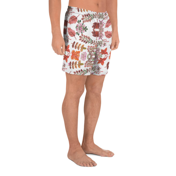 Fall Leaves Print Men's Shorts, Best Men's Recycled Athletic Shorts