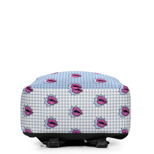 Pink Lips Minimalist Backpack, Pink Lips Fashionable&nbsp;Print Trendy Designer Modern Unisex Designer Minimalist Water-Resistant Ergonomic Padded Backpack With Large Inside Pocket to Fit Most 15" Laptops - Made in EU&nbsp;