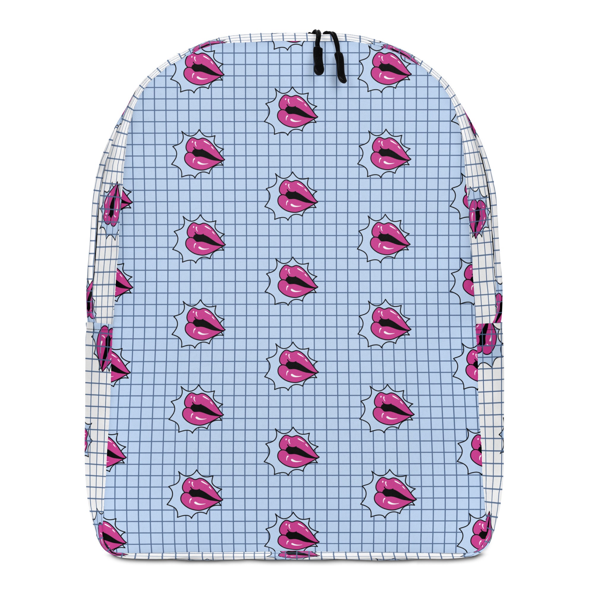 Pink Lips Minimalist Backpack, Pink Lips Fashionable&nbsp;Print Trendy Designer Modern Unisex Designer Minimalist Water-Resistant Ergonomic Padded Backpack With Large Inside Pocket to Fit Most 15" Laptops - Made in EU&nbsp;