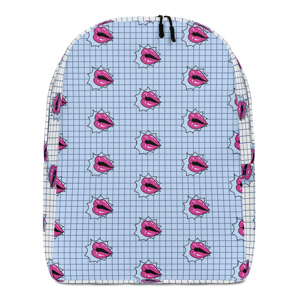 Pink Lips Minimalist Backpack, Pink Lips Fashionable&nbsp;Print Trendy Designer Modern Unisex Designer Minimalist Water-Resistant Ergonomic Padded Backpack With Large Inside Pocket to Fit Most 15" Laptops - Made in EU&nbsp;