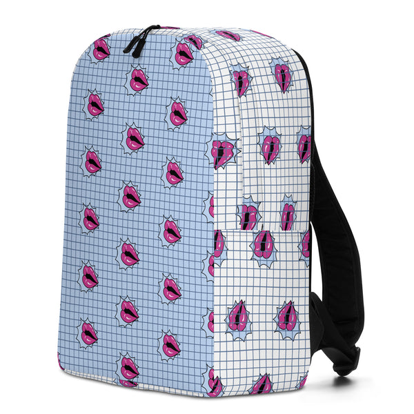 Pink Lips Minimalist Backpack, Pink Lips Fashionable&nbsp;Print Trendy Designer Modern Unisex Designer Minimalist Water-Resistant Ergonomic Padded Backpack With Large Inside Pocket to Fit Most 15" Laptops - Made in EU&nbsp;