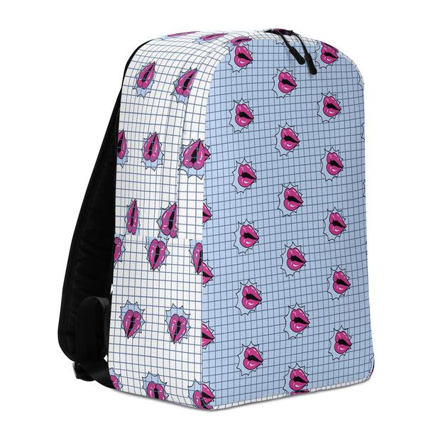 Pink Lips Minimalist Backpack, Pink Lips Fashionable&nbsp;Print Trendy Designer Modern Unisex Designer Minimalist Water-Resistant Ergonomic Padded Backpack With Large Inside Pocket to Fit Most 15" Laptops - Made in EU&nbsp;