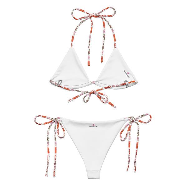 Best Fall Leaves Print Bikini, 2 pc Recycled String Bikini Set For Women - Made in USA/EU/MX  (US Size: 2XL-6XL)