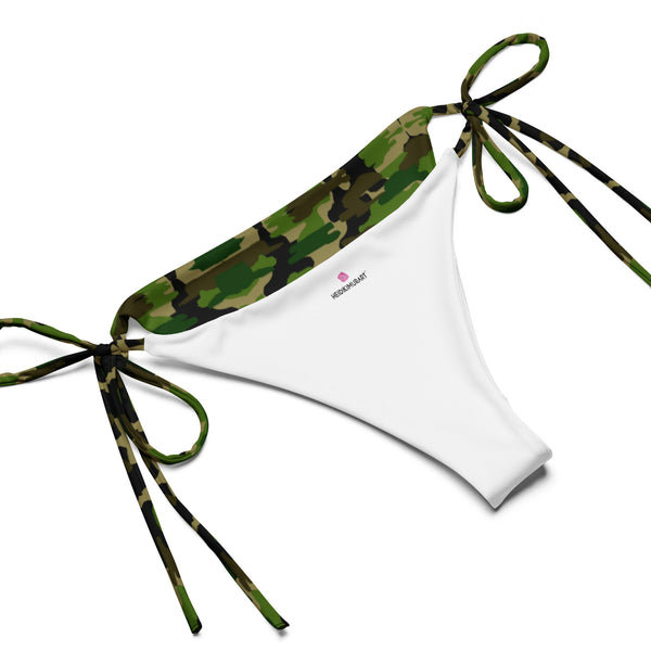 Green Camo Print Bikini Set, Army Print Best 2 pc Recycled String Bikini Set For Women - Made in USA/EU/MX  (US Size: 2XL-6XL)