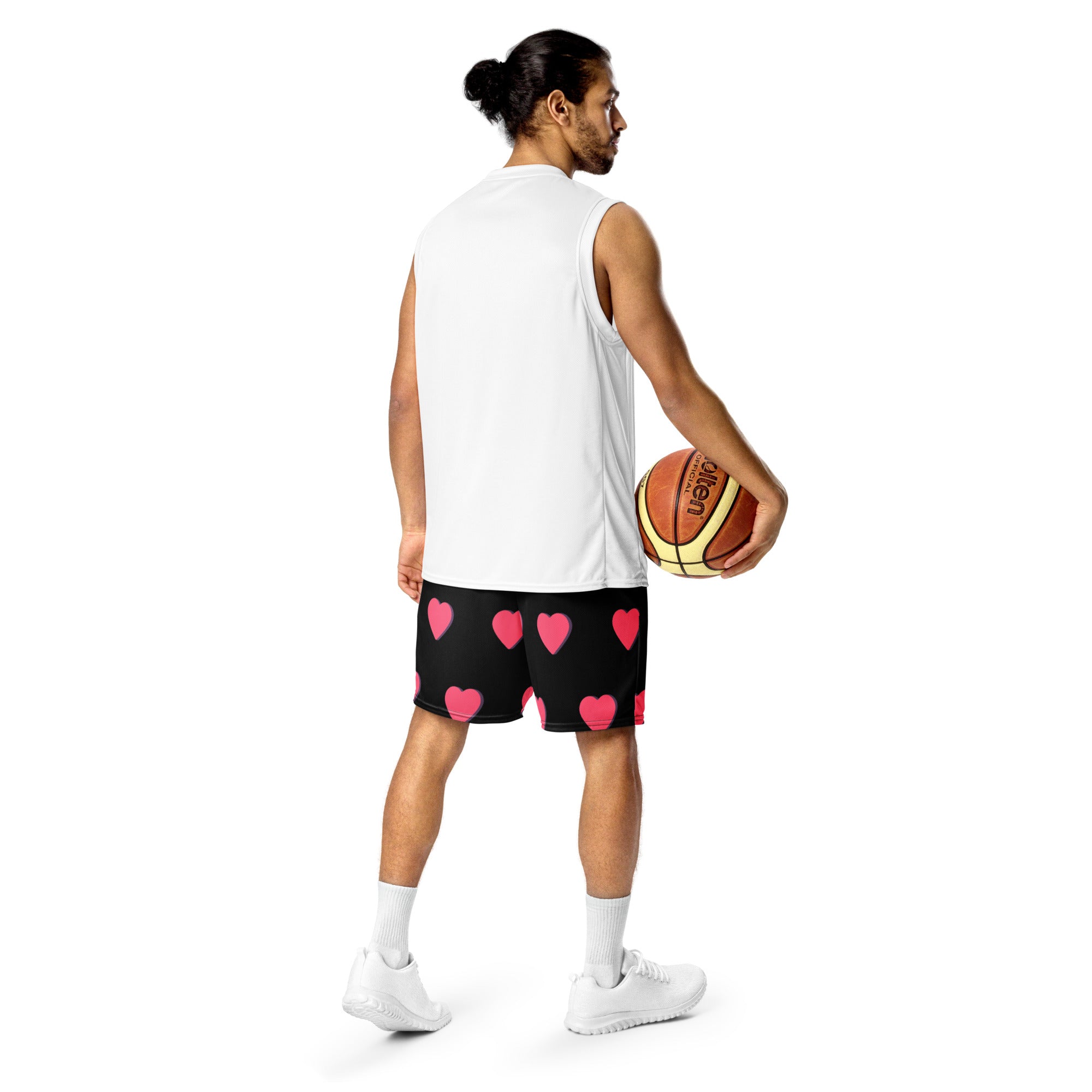 Hearts Printed Unisex Mesh Shorts