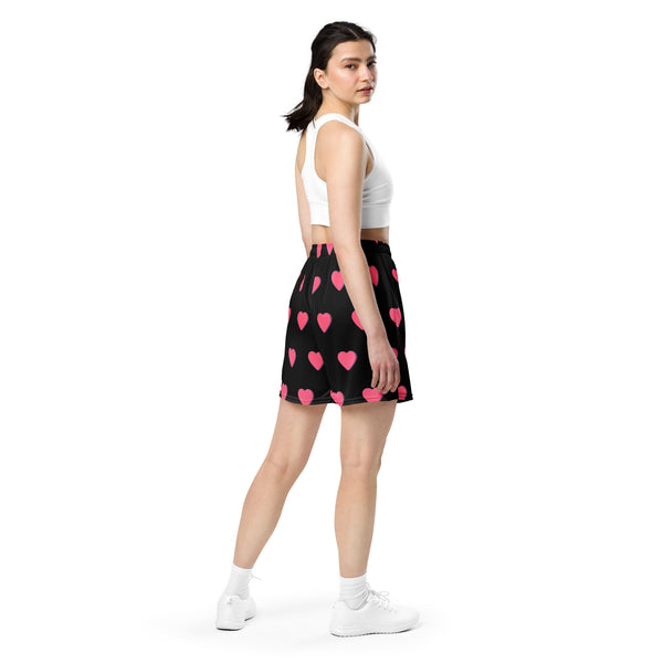 Hearts Printed Unisex Mesh Shorts