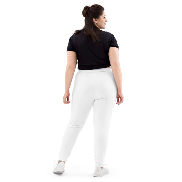 White Solid Color Women's Joggers