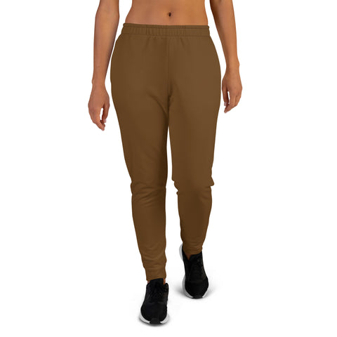 Brown Solid Color Women's Joggers