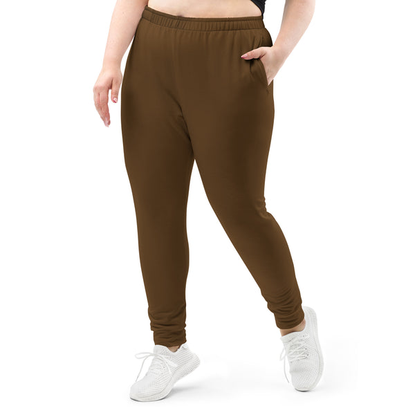 Brown Solid Color Women's Joggers