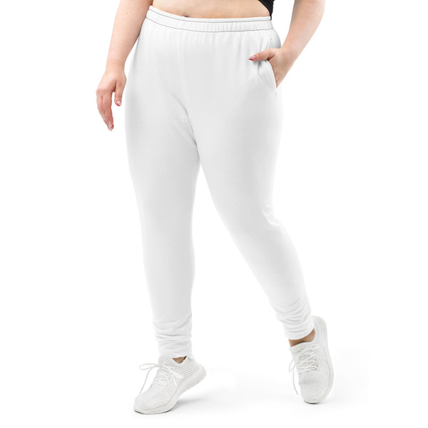 White Solid Color Women's Joggers