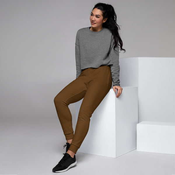 Brown Solid Color Women's Joggers