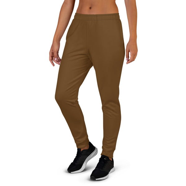 Brown Solid Color Women's Joggers