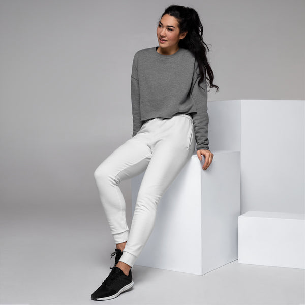 White Solid Color Women's Joggers