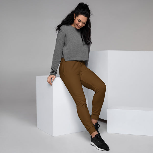 Brown Solid Color Women's Joggers