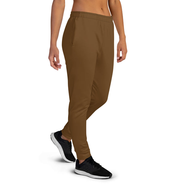 Brown Solid Color Women's Joggers