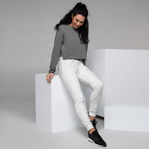 White Solid Color Women's Joggers