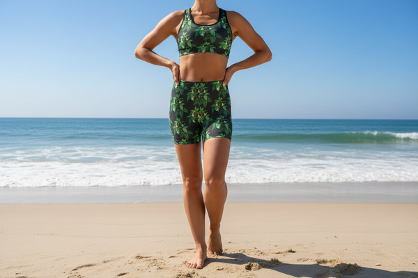 Black Floral Women's Shorts, one pair of shorts, sport bras not included