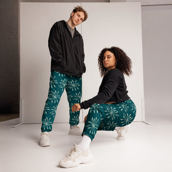 Blue Abstract Unisex Track Pants, Adult Pants