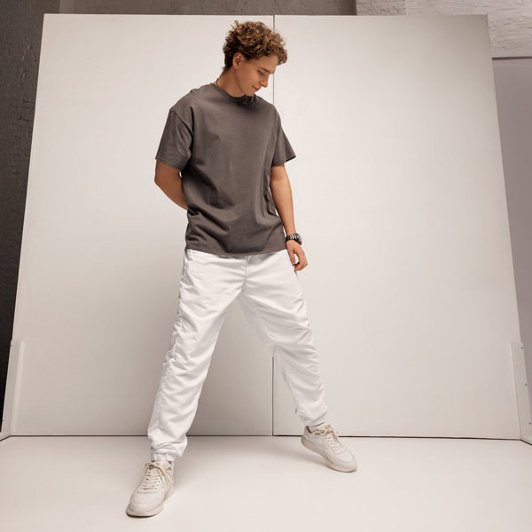 White Unisex track pants, Solid Color Adult Pants