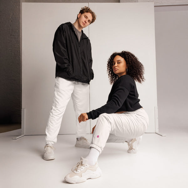 White Unisex track pants, Solid Color Adult Pants