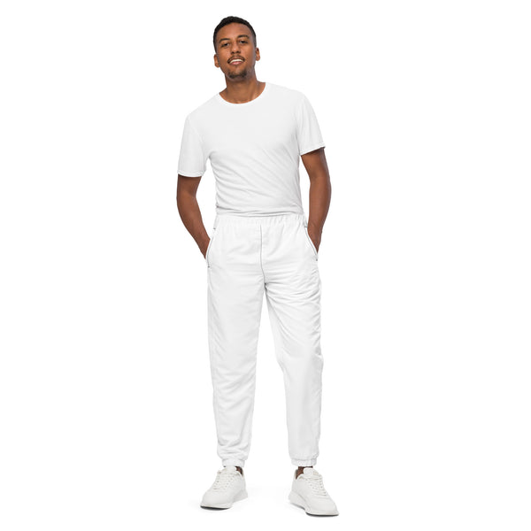 White Unisex track pants, Solid Color Adult Pants