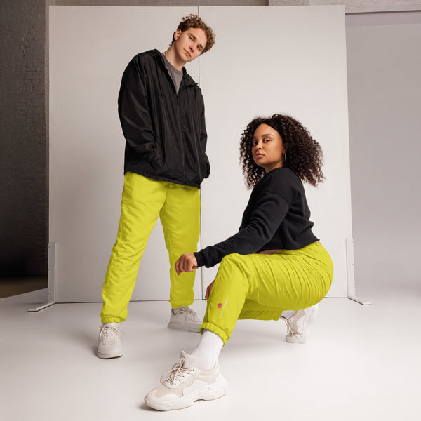 Bright Yellow Unisex track pants, Solid Color Pants