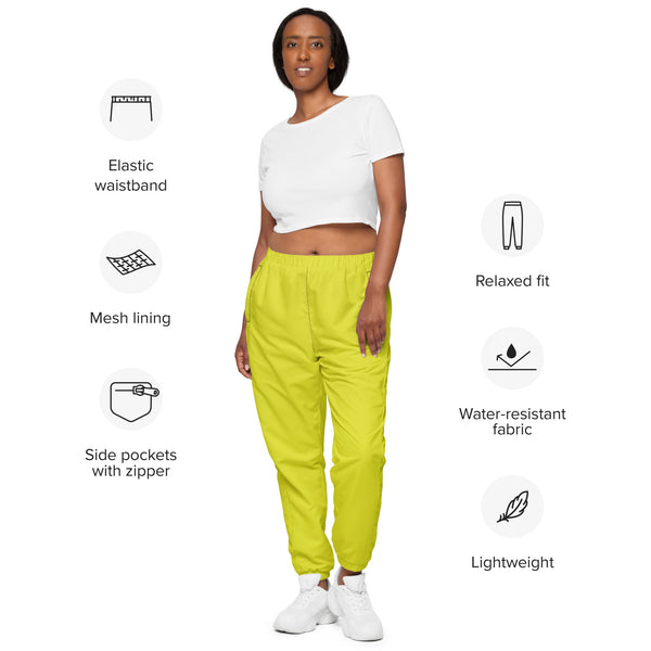 Bright Yellow Unisex track pants, Solid Color Pants