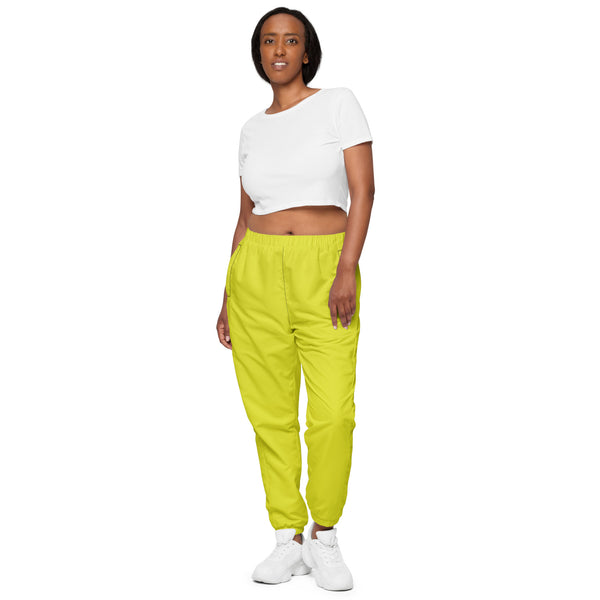 Bright Yellow Unisex track pants, Solid Color Pants