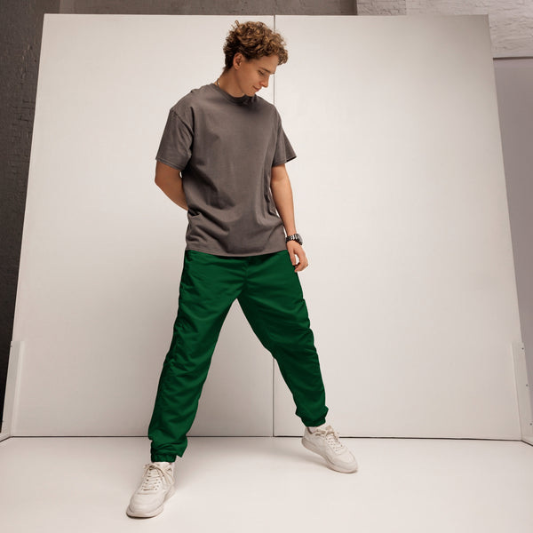 Dark Green Unisex track pants, Solid Color Adult Pants