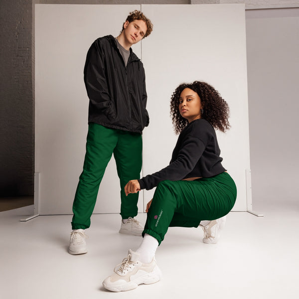 Dark Green Unisex track pants, Solid Color Adult Pants