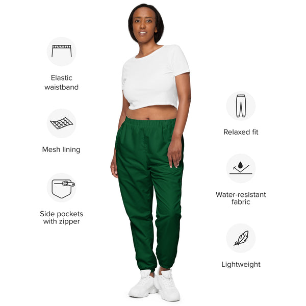 Dark Green Unisex track pants, Solid Color Adult Pants