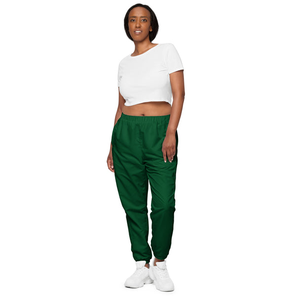 Dark Green Unisex track pants, Solid Color Adult Pants