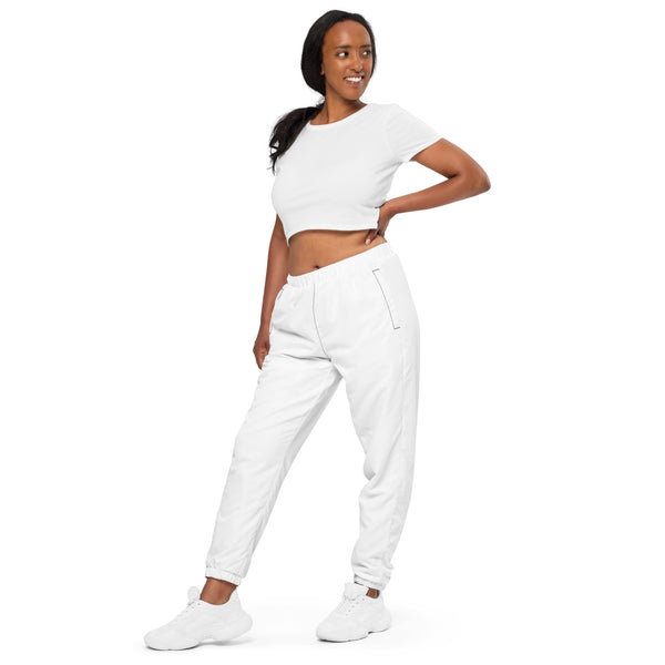 White Unisex track pants, Solid Color Adult Pants