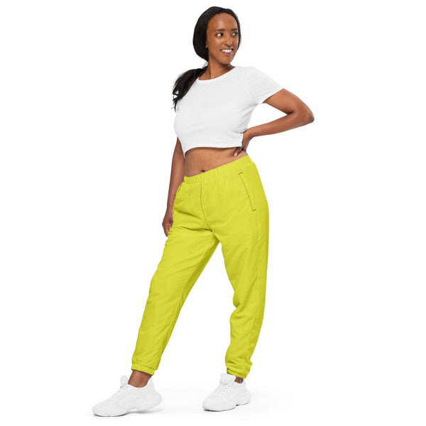 Bright Yellow Unisex track pants, Solid Color Pants