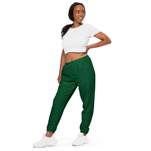 Dark Green Unisex track pants, Solid Color Adult Pants