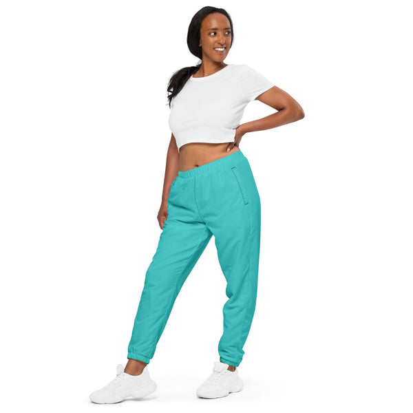 Light Blue Unisex Track Pants, Solid Color Best Unisex Running Athletic Jogger Track Trouser Sweatpants Pants For Men and Women - Made in USA/EU/MX (US Size: XS-3XL)