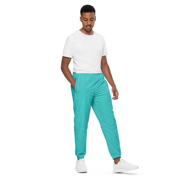 Light Blue Unisex Track Pants, Solid Color Best Unisex Running Athletic Jogger Track Trouser Sweatpants Pants For Men and Women - Made in USA/EU/MX (US Size: XS-3XL)