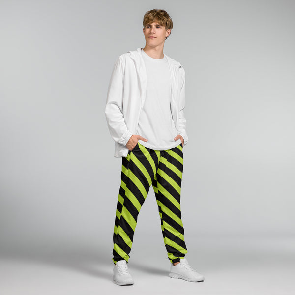 Green Black Striped Track Pants, Modern Luxury Best Breathable Casual Unisex Running Athletic Jogger Track Trouser Sweatpants Pants For Men and Women - Made in USA/EU/MX (US Size: XS-3XL)&nbsp;Track Pants For Men or Women, Best Mens Sweatpants, Women or Men Running Pants&nbsp;&nbsp;