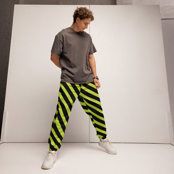 Green Black Striped Track Pants, Modern Luxury Best Breathable Casual Unisex Running Athletic Jogger Track Trouser Sweatpants Pants For Men and Women - Made in USA/EU/MX (US Size: XS-3XL)&nbsp;Track Pants For Men or Women, Best Mens Sweatpants, Women or Men Running Pants&nbsp;&nbsp;